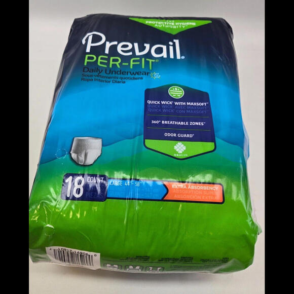 Prevail Daily Incontinence Underwear Pull-Up Diapers Size L 18 Count Pkg - Picture 2 of 3